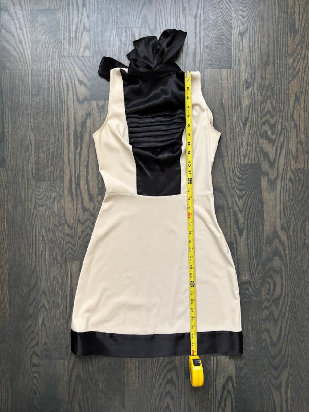 Black & Cream Satin/silk Halter Mini Dress XS/S - Picture 4 of 8